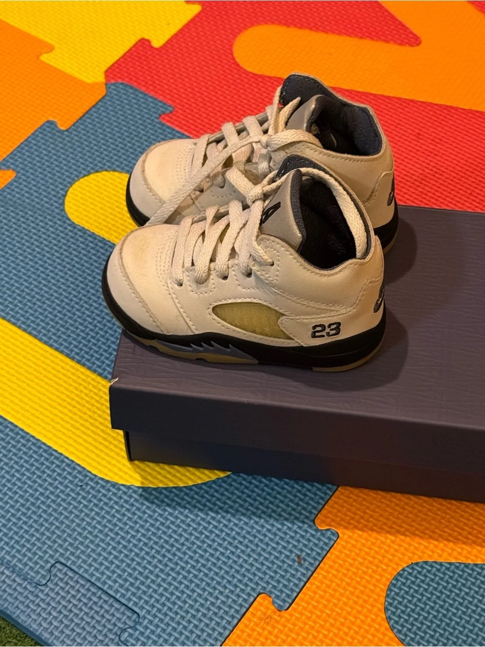 Jordan Kids White & Gold High-Top Sneakers